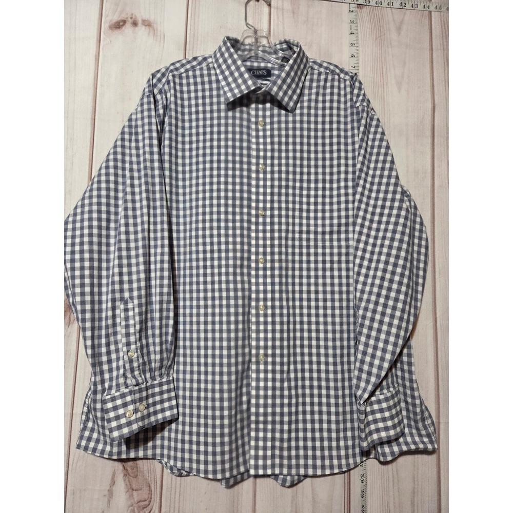 CHAPS Mens Gingham Comfort Stretch Regular Long Sleeve Button Down Shirt 2XL